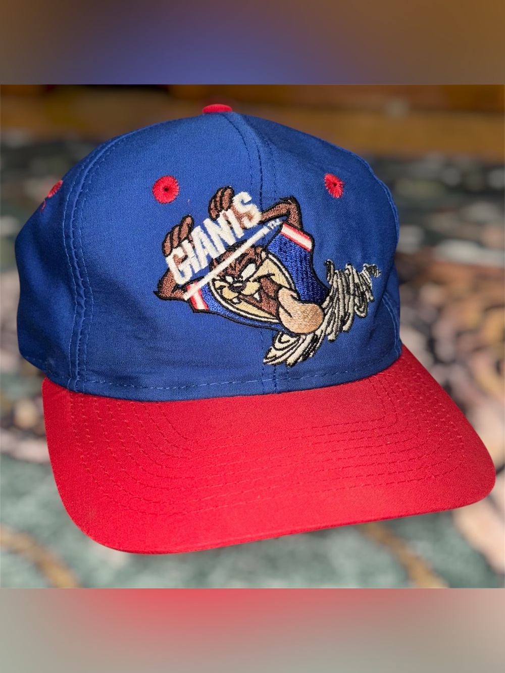 Vintage 90s Team NFL Taz Looney Tunes New York Giants SnapBack Hat Football Cap